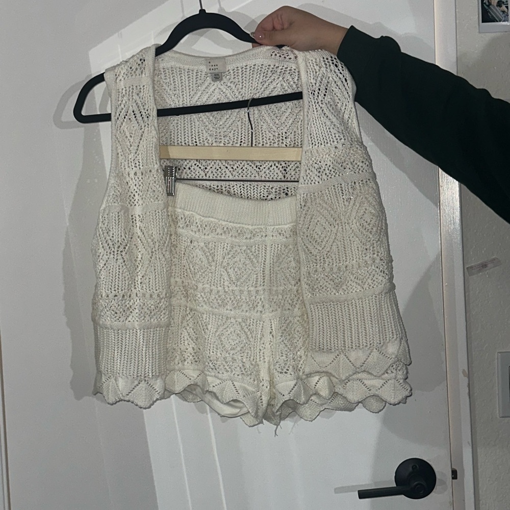 a new day White Knit Vest and Shorts Set